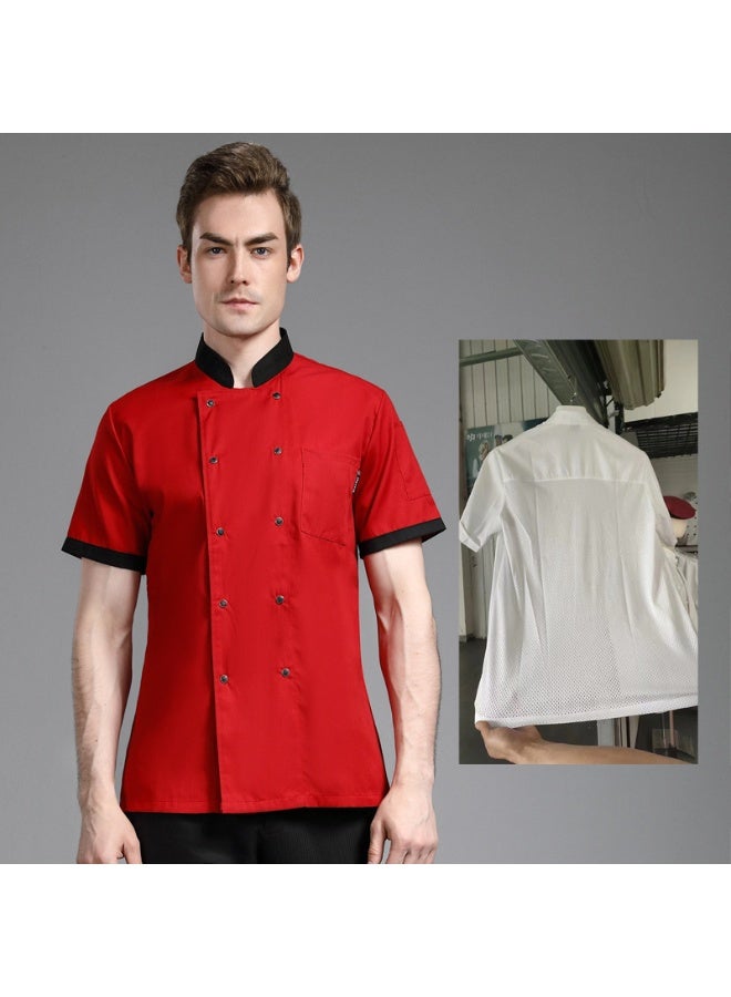 NIBEMINENT Professional Chef Jacket bakery Pizza Cook Wear Chef Shirts Cooking  Short Sleeve Hotel Costume Kitchen Blouse For  - Image 1