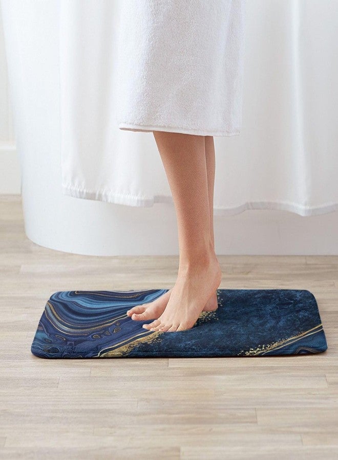 Lcokin Navy Blue and Gold Marble Bathroom Rugs Bath Mat Floor Non-Slip Floor Carpet Absorbent Door Mat Home Decor for Kitchen Bedroom Indoor Outdoor 20"x31.5"in - Image 3