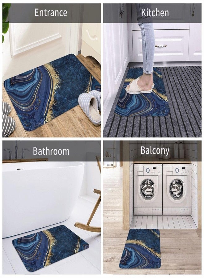Lcokin Navy Blue and Gold Marble Bathroom Rugs Bath Mat Floor Non-Slip Floor Carpet Absorbent Door Mat Home Decor for Kitchen Bedroom Indoor Outdoor 20"x31.5"in - Image 5