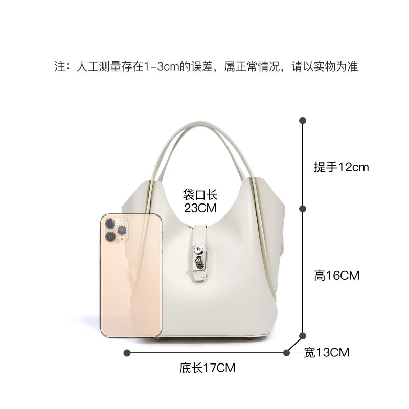 New Style Single Shoulder Crossbody Bag 2025 Commuter Early Spring Basket Bag Cowhide Versatile Large Capacity Olive Green - Image 5