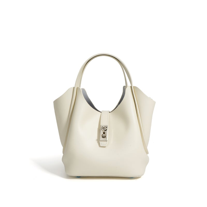 New Style Single Shoulder Crossbody Bag 2025 Commuter Early Spring Basket Bag Cowhide Versatile Large Capacity Olive Green - Image 1