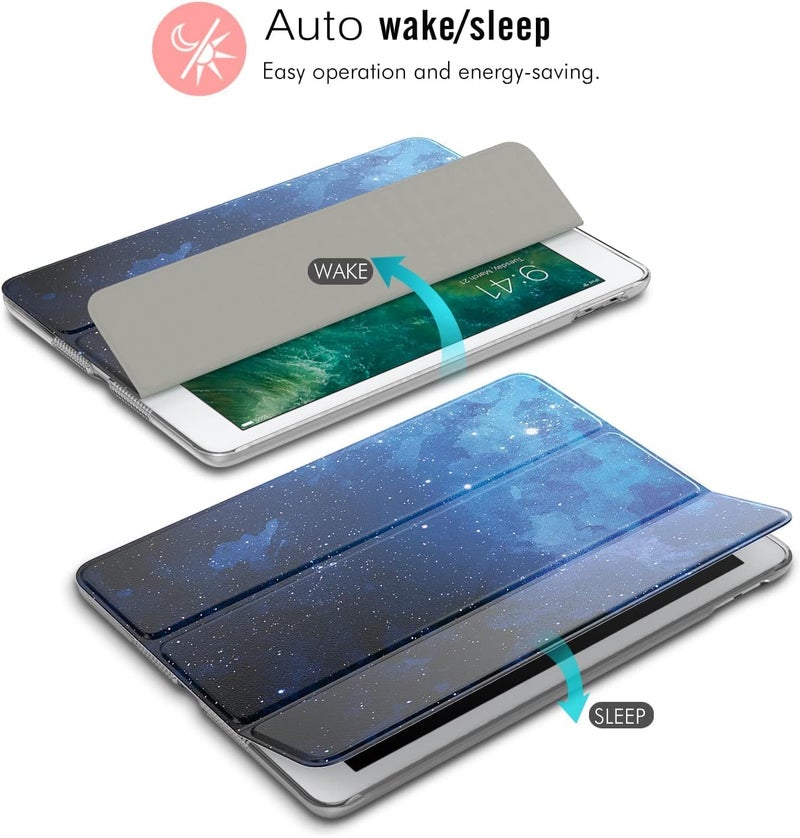 MOCA [Translucent Back] Smart Case for iPad Air 2 (2014 Launched) A1566 A1567 iPad Flip Cover (Blue Star) - Image 3