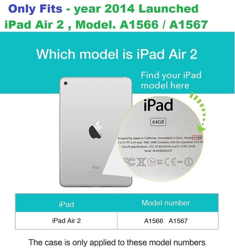 MOCA [Translucent Back] Smart Case for iPad Air 2 (2014 Launched) A1566 A1567 iPad Flip Cover (Blue Star) - Image 2