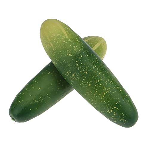 Meiwlong 2 PCS Artificial Lifelike Green Cucumber Fake Realistic Plastic Vegetable Decoration Home Kitchen Faux Props Ornament Party Festival - Image 1