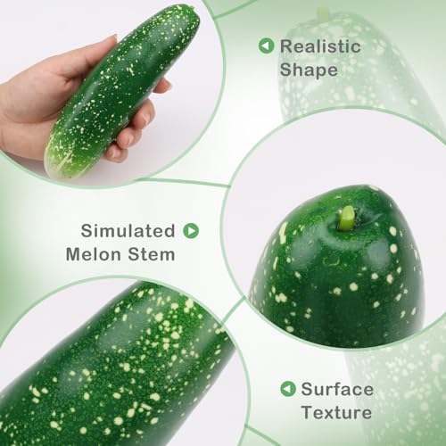 Meiwlong 2 PCS Artificial Lifelike Green Cucumber Fake Realistic Plastic Vegetable Decoration Home Kitchen Faux Props Ornament Party Festival - Image 3