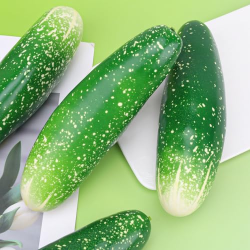 Meiwlong 2 PCS Artificial Lifelike Green Cucumber Fake Realistic Plastic Vegetable Decoration Home Kitchen Faux Props Ornament Party Festival - Image 5