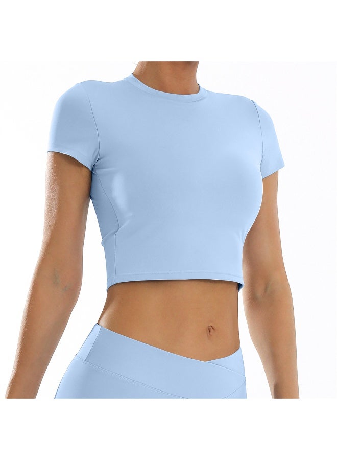 general Crop Top Shirt Short Sleeves Tank Top Yoga Breathable Sports Fitness Workout T-Shirt for Women - Image 2