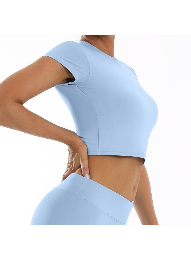 general Crop Top Shirt Short Sleeves Tank Top Yoga Breathable Sports Fitness Workout T-Shirt for Women - Image 4