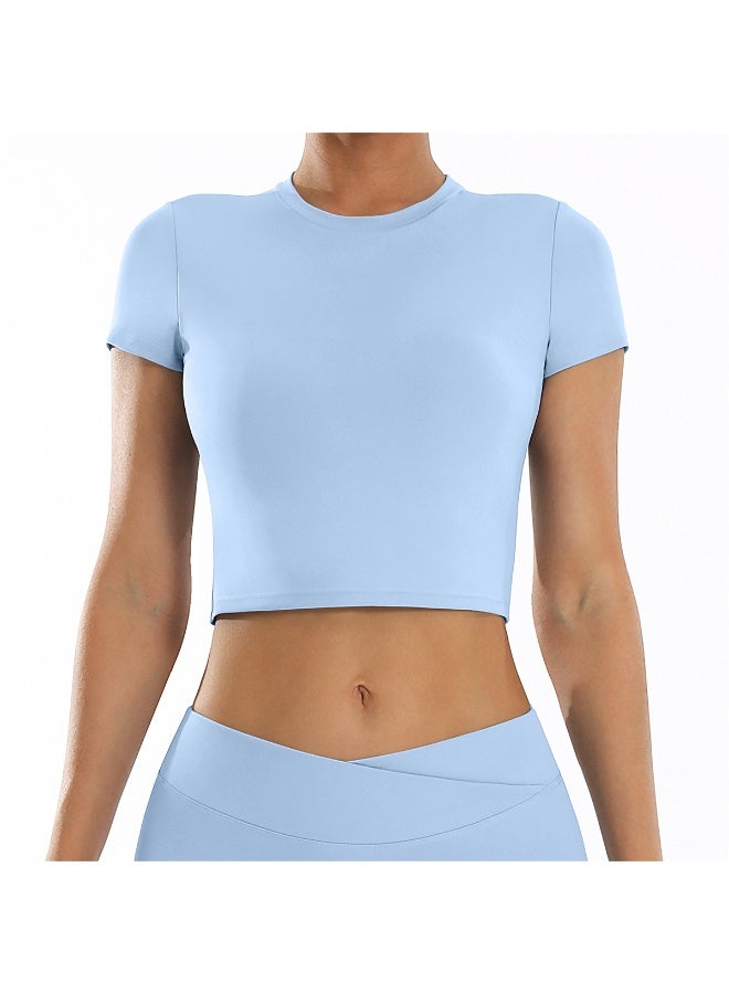 general Crop Top Shirt Short Sleeves Tank Top Yoga Breathable Sports Fitness Workout T-Shirt for Women - Image 1