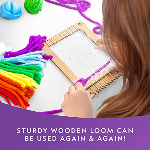 Blue Marble National Geographic Wooden Arts and Crafts Loom Weaving Kit - Yarn and 3 Fun Designs for Easy Weaving, Child Weaving Set with Loom - Image 5