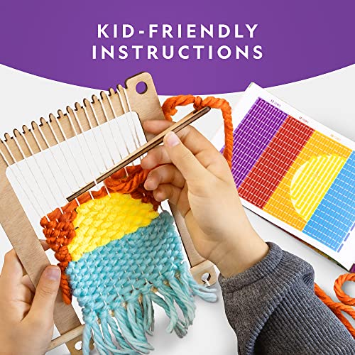 Blue Marble National Geographic Wooden Arts and Crafts Loom Weaving Kit - Yarn and 3 Fun Designs for Easy Weaving, Child Weaving Set with Loom - Image 3