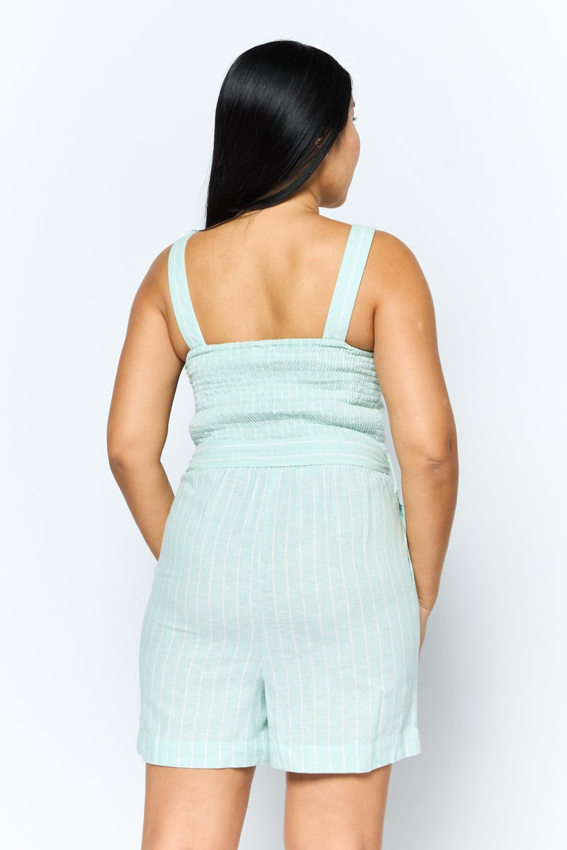 ONLY Women Stripe Sleeveless Playsuit, Turquoise - Image 4