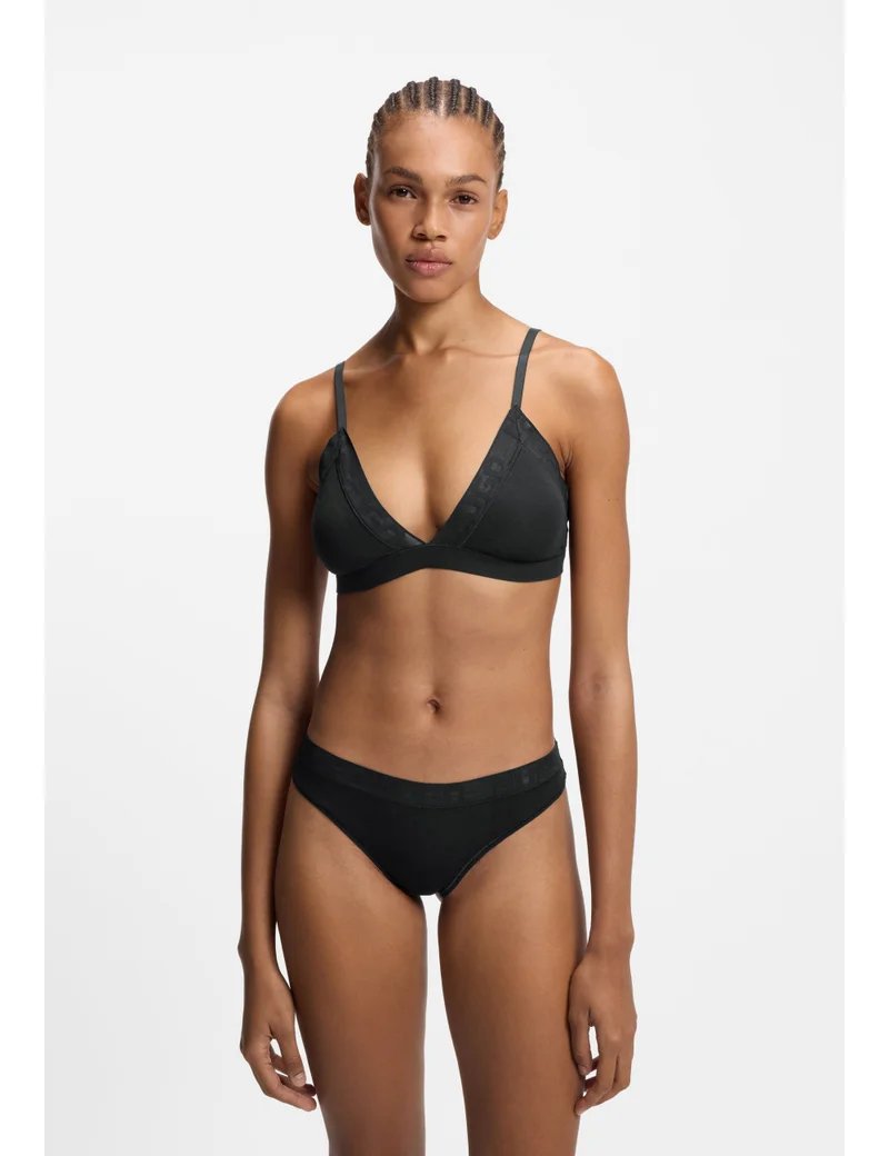 HUGO Stretch-cotton triangle bra with logo trims