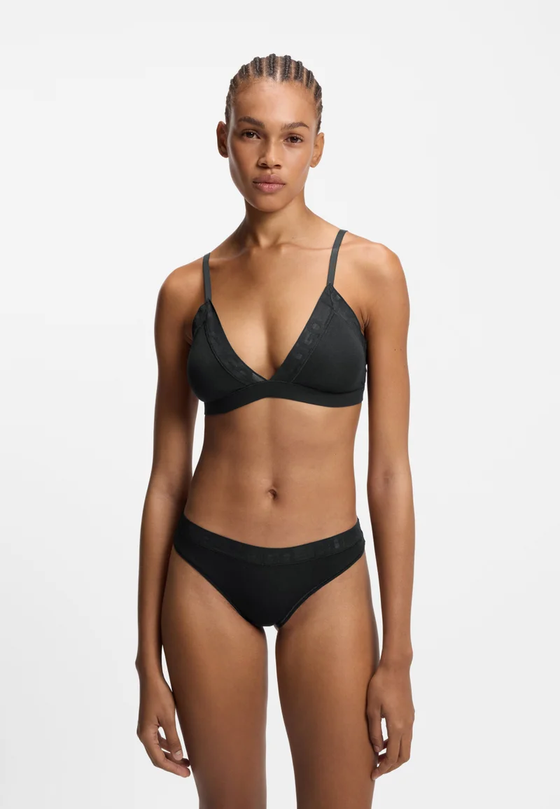 هوجو حمالة صدر قطنية مطاطية مثلثة بتفاصيل شعار