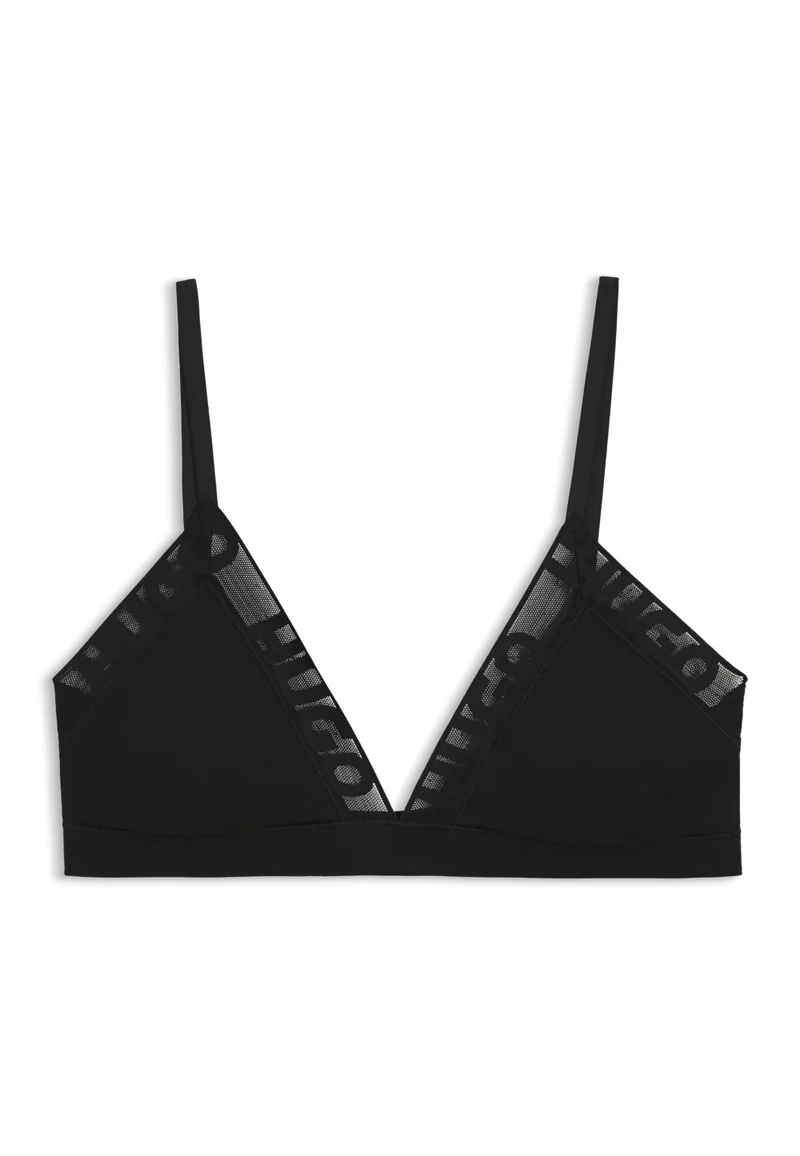 HUGO Black Stretch-cotton triangle bra with logo trims for Women | Best Price UAE