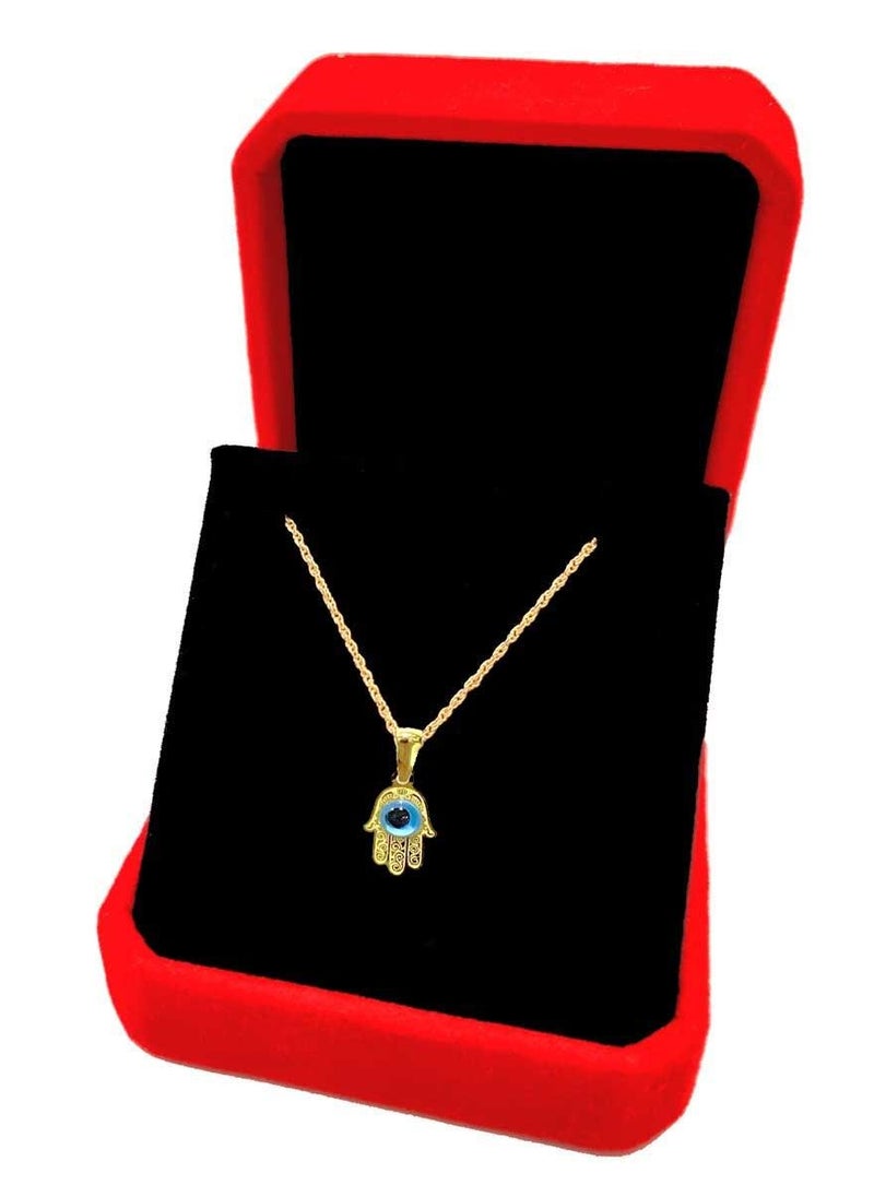 Hamsa.ae - 18k Pure Gold Hand with Eye Design Necklace - Image 1