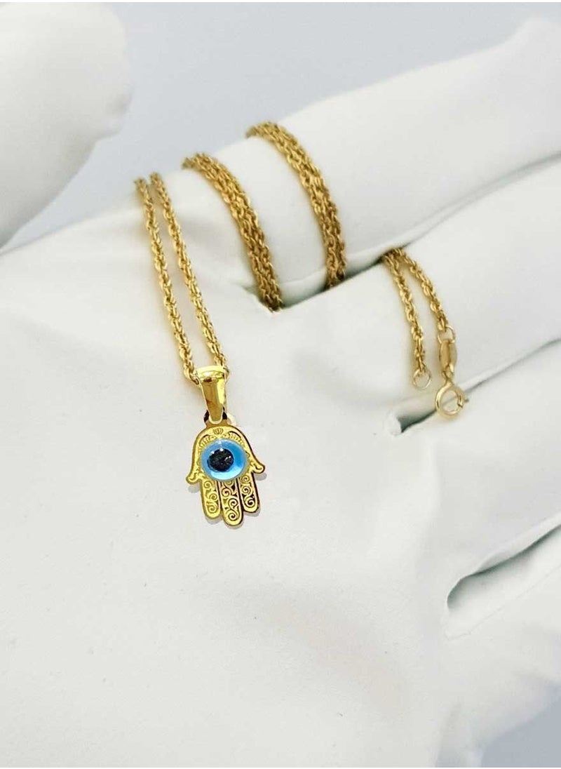 Hamsa.ae - 18k Pure Gold Hand with Eye Design Necklace - Image 1