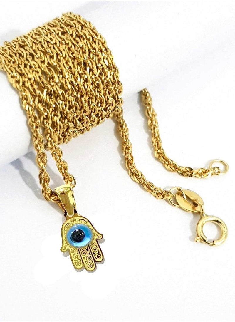 Hamsa.ae - 18k Pure Gold Hand with Eye Design Necklace - Image 1