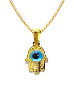 18k Pure Gold Hand with Eye Design Necklace