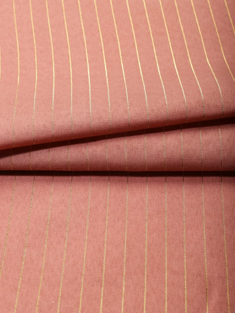 AKS Dusty Rose Metallic Pinstripe Fabric
