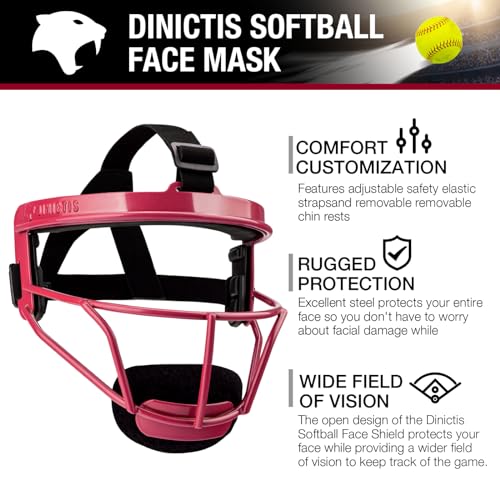 Dinictis Softball Face Mask, Lightweight, Comfortable, with Wide Field Vision, Durable and Safe Face Guards, Premium Protective Softball Fielder's Mask-Red-Adult(L) - Image 4