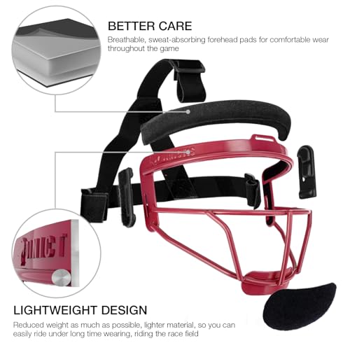Dinictis Softball Face Mask, Lightweight, Comfortable, with Wide Field Vision, Durable and Safe Face Guards, Premium Protective Softball Fielder's Mask-Red-Adult(L) - Image 3