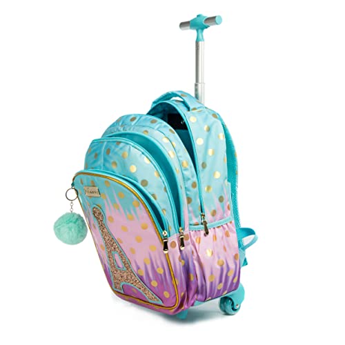 Meetbelify Rolling Backpack for Girls Rolling Backpacks with Wheels Trolley Trip Luggage for Elementary Student with Lunch Box - Image 4