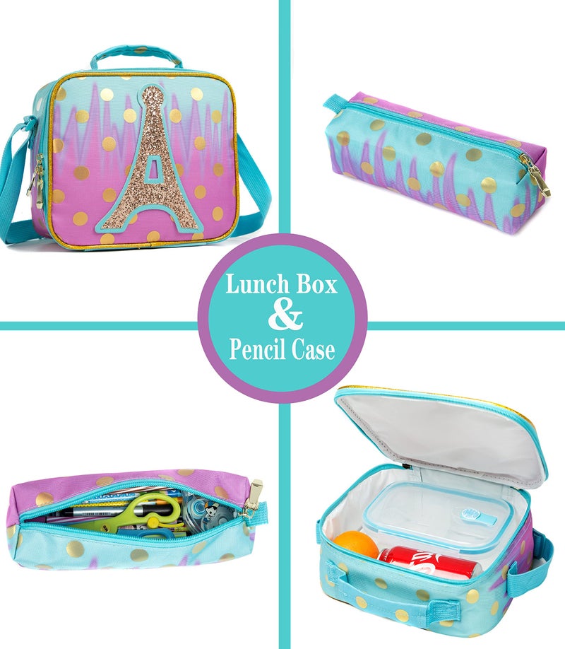 Meetbelify Rolling Backpack for Girls Rolling Backpacks with Wheels Trolley Trip Luggage for Elementary Student with Lunch Box - Image 5