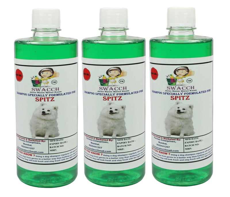 swacch Shampoo | Puppy Safe Shampoo | PH Balanced | Ditch to Itch for Spitz Dog Shampoo 500ml Pack of 3 (Neem Alovera) + Spike Ball Chew Toy Combo Pack - Image 2