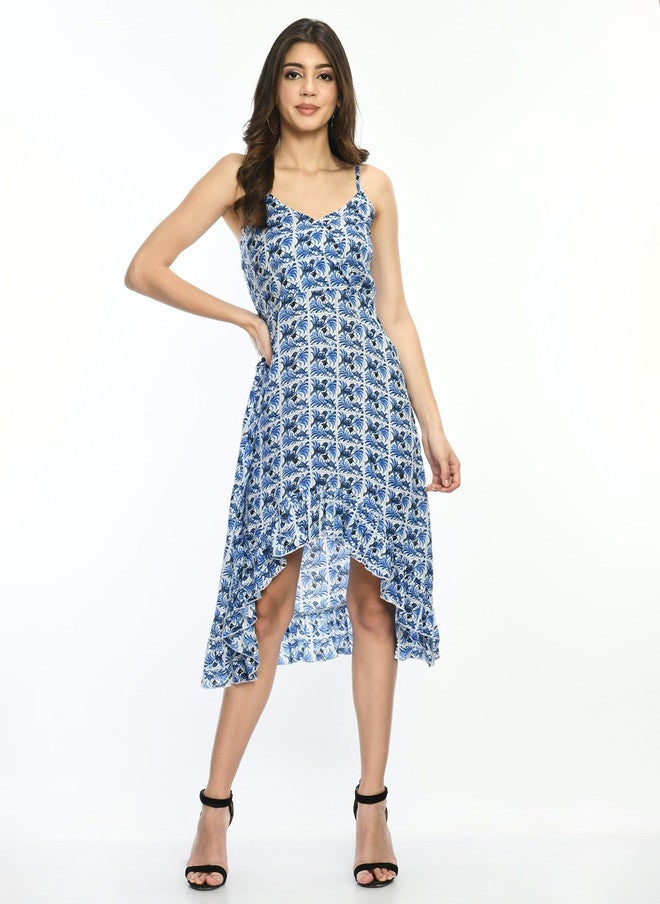 Pretilly Floral Printed A-Line Midi Dress for Women - Image 1