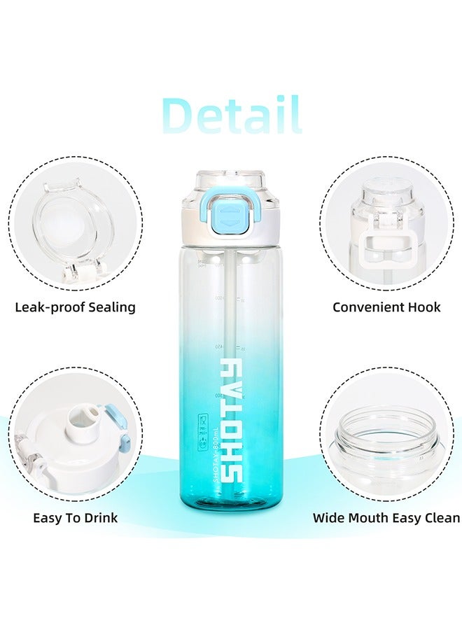 شوتاي زجاجات مياه رياضية سعة 800 مل خالية من BPA ومضادة للتسرب بتدفق سريع مع ماصة قابلة للازالة، زجاجة مياه لصالة الالعاب الرياضية والمدرسة واللياقة البدنية والرياضات الخارجية من شوتاي، - Image 3