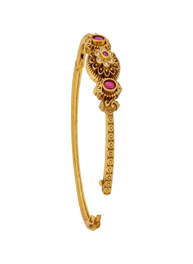 KUSHAL'S Fashion Jewellery Ruby Gold Polished Copper Antique Locking System Kada, Best for Bridesmaid & Special Occasion- 454329 - Image 3