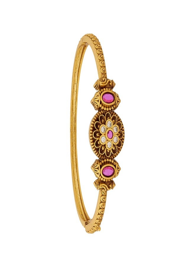 KUSHAL'S Fashion Jewellery Ruby Gold Polished Copper Antique Locking System Kada, Best for Bridesmaid & Special Occasion- 454329 - Image 1