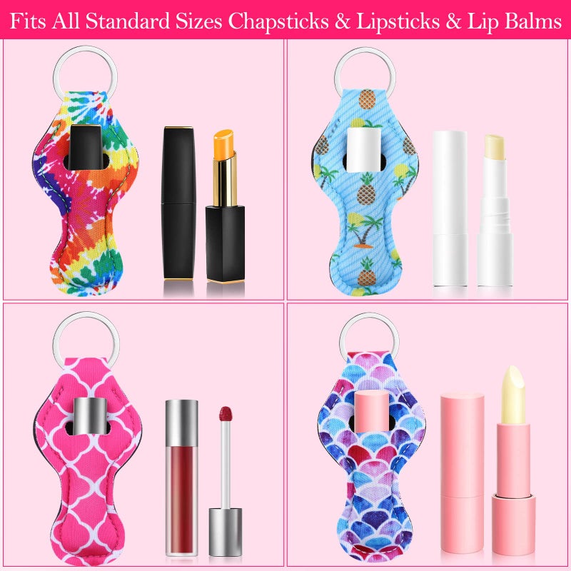 Cludoo 30Pcs Chapstick Holder Keychain Bulk, Chapstick Lip Balm Lipgloss Lipstick Holder Keychains for Lipstick, Chapstick, Lip Balm, lanyards, 30 Vibrant Colors - Image 2