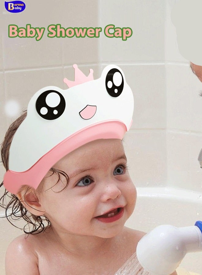 Berma Baby Baby Kids Shower Cap Shampoo Bath Bathing Hat Silicone Adjustable Washing Hair Shower Bathing Protection Shower Cap for Toddler, Baby, Kid, Children (Pink) - Image 1