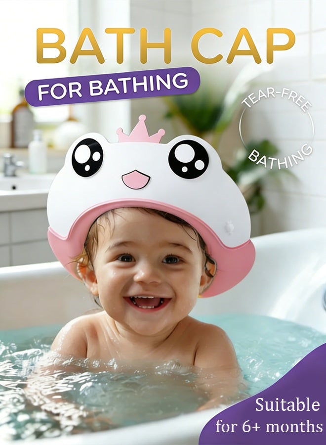 Berma Baby قبعة استحمام للأطفال الرضع والأطفال الصغار، قبعة استحمام من السيليكون قابلة للتعديل لغسل الشعر، قبعة استحمام للأطفال الرضع والأطفال الصغار (وردي) - Image 1