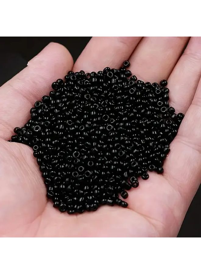 1000 حبة خرز زجاجي أسود 3 مم لصنع المجوهرات DIY ولوازم الحرف اليدوية - Image 1