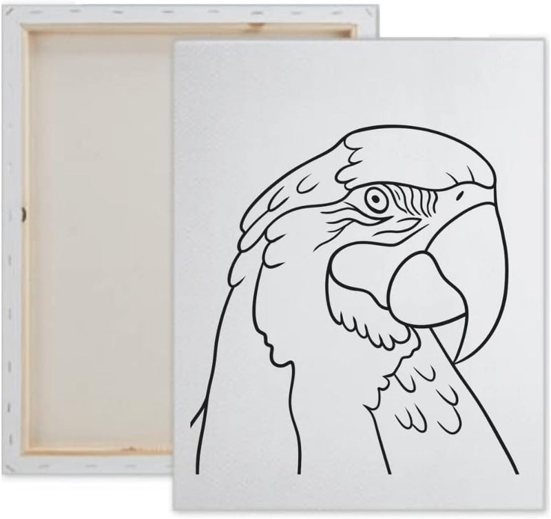 Pre Drawn Canvas Parrott Paint Kit | Adult & Teen Sip and Paint Party Favor | DIY Date Night Couple Activity (M 12X16 CANVAS ONLY)