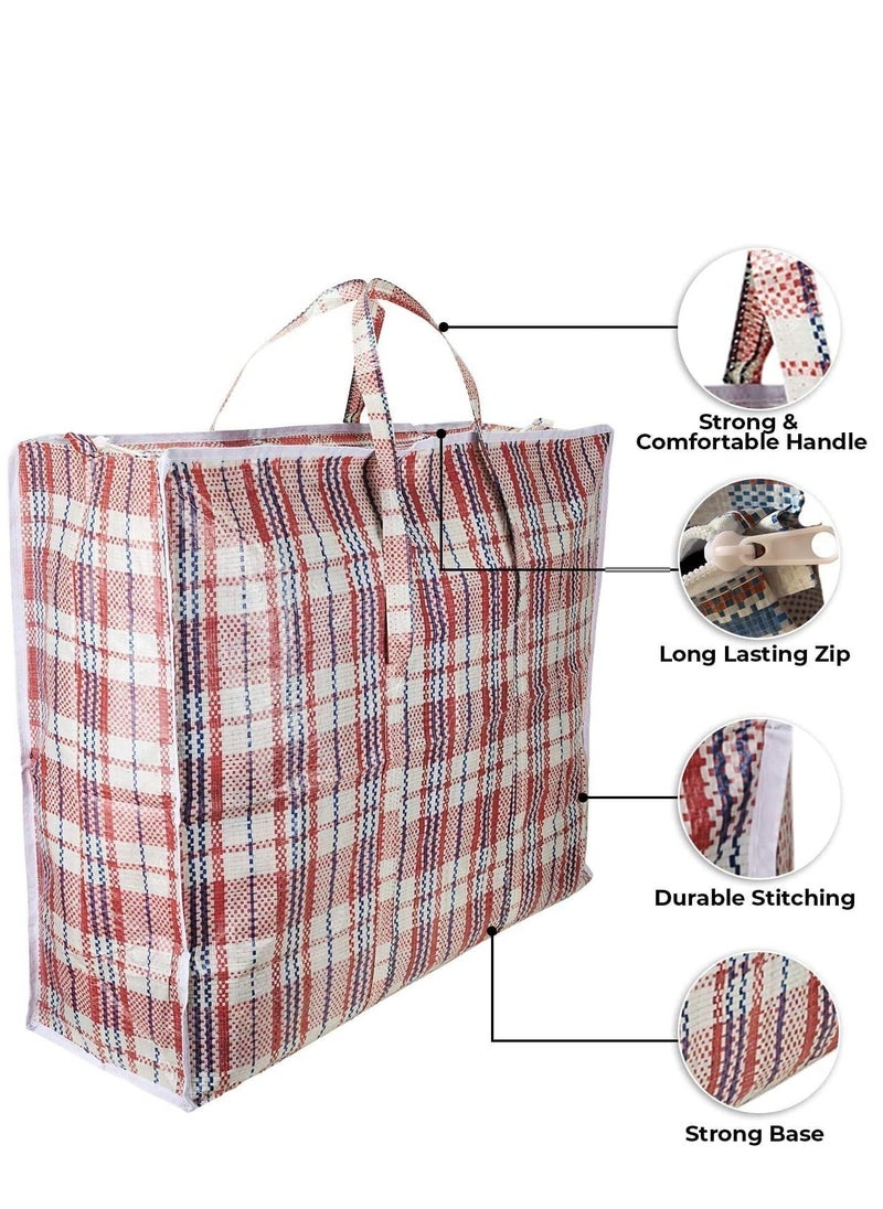 DUNISO Pack of 4 Strong Storage Laundry Bags – Big Moving/Shopping Bags with Zipper & Handles - Reusable Storage Zip Bag, Medium Size Heavy Duty Nylon Organizer Bags for Quilts Blankets Pillows Cloths  - Image 4