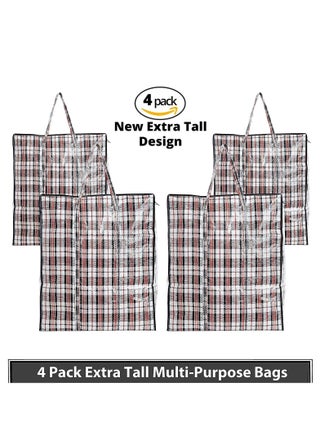 Pack of 4 Strong Storage Laundry Bags – Big Moving/Shopping Bags with Zipper & Handles - Reusable Storage Zip Bag, Medium Size Heavy Duty Nylon Organizer Bags for Quilts Blankets Pillows Cloths - view 5