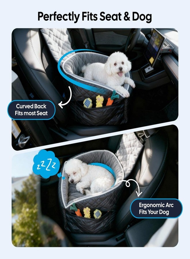 Wigoo Dog Booster Car Seat for Small/Medium Dogs Under 35 lbs, Memory Foam Elevated Seat, Fully Detachable & Washable, Pet Car Travel Home Bed with Storage Pockets, 1 Safety Belt, Black - Image 5