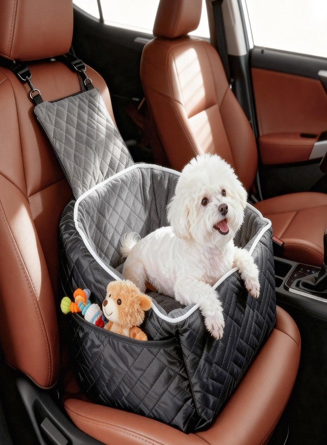 Wigoo Dog Booster Car Seat for Small/Medium Dogs Under 35 lbs, Memory Foam Elevated Seat, Fully Detachable & Washable, Pet Car Travel Home Bed with Storage Pockets, 1 Safety Belt, Black - Image 1
