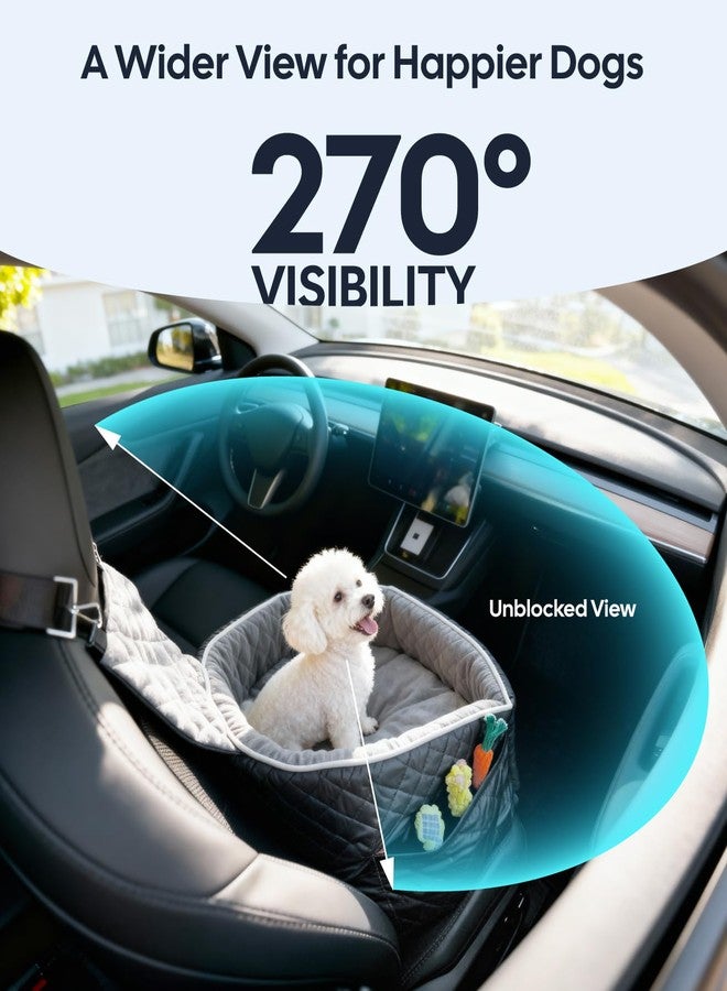 Wigoo Dog Booster Car Seat for Small/Medium Dogs Under 35 lbs, Memory Foam Elevated Seat, Fully Detachable & Washable, Pet Car Travel Home Bed with Storage Pockets, 1 Safety Belt, Black - Image 3