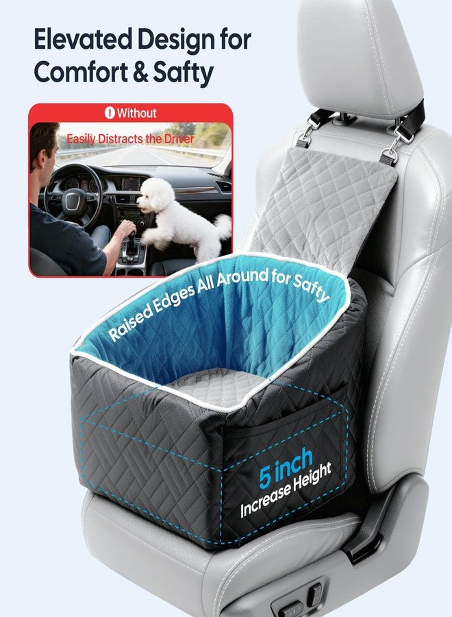 Wigoo Dog Booster Car Seat for Small/Medium Dogs Under 35 lbs, Memory Foam Elevated Seat, Fully Detachable & Washable, Pet Car Travel Home Bed with Storage Pockets, 1 Safety Belt, Black - Image 2