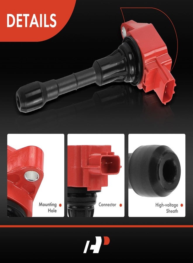 أ-بريميوم مجموعة ملفات إشعال محرك A-Premium (حمراء) متوافقة مع نيسان ألتيما 2007-2018، مورانو 2009-2023، باثفايندر، ماكسيما، كويست، وإنفينيتي QX60، Q50، G25، G35، M35h، Q70، JX35، FX35، EX35، طقم من 6 قطع - Image 5