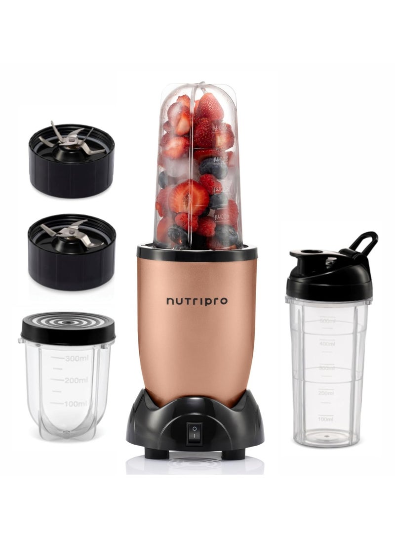 NutriPro Juicer Mixer Grinder - Smoothie Maker - 500 Watts (3 Jars & 2 Blades, Gold) - 2 Year Warranty - Image 1