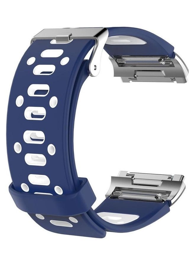 NIBEMINENT Silicone Replacement Watchband with Buckle For Fitbit Ionic Two-tone Dark Blue/White - Image 1