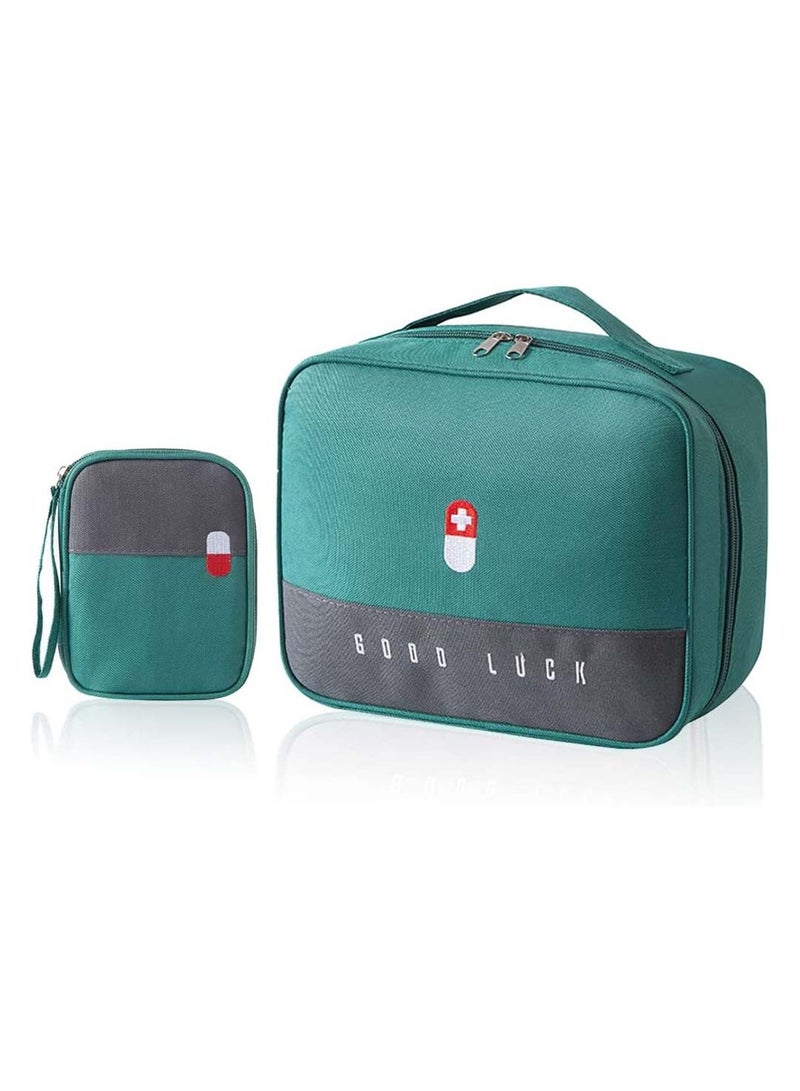 SYOSI Empty First Aid Bags Travel Medical Supplies Cosmetic Organizer Insulated Medicine Bag Convenient Safety Kit Suit for Family Outdoors Hiking Camping Car Office Workplace Green - Image 1