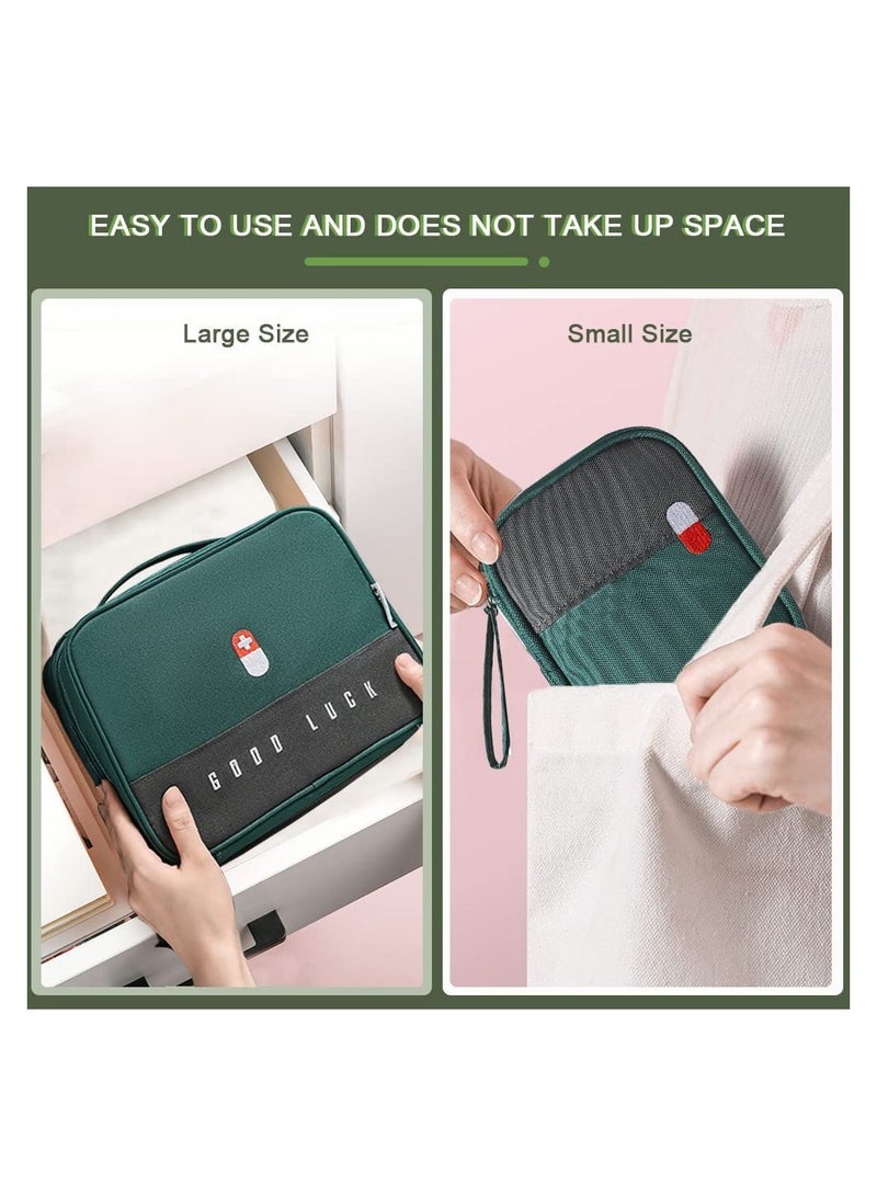 SYOSI Empty First Aid Bags Travel Medical Supplies Cosmetic Organizer Insulated Medicine Bag Convenient Safety Kit Suit for Family Outdoors Hiking Camping Car Office Workplace Green - Image 3