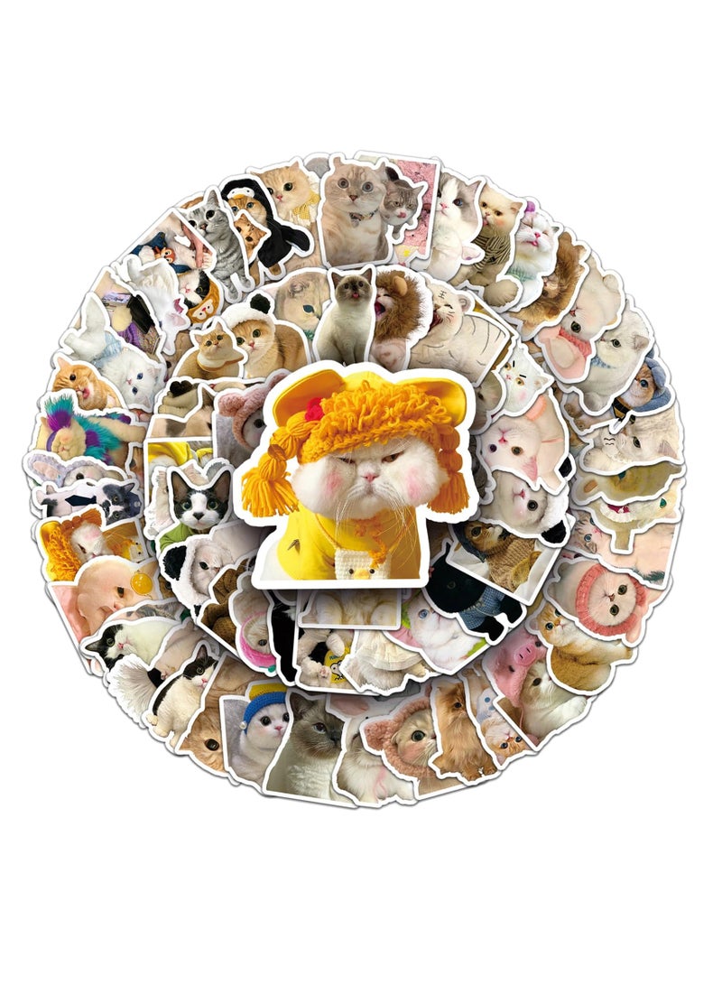 Cute Cat Stickers Set of 100, Waterproof and Aesthetic Animal Stickers for Water Bottles, Laptops, Skateboards, Phones, Gifts and More - Image 1
